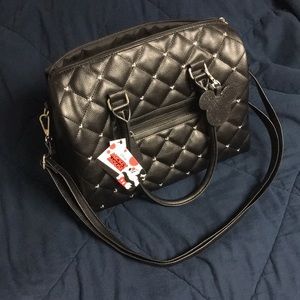 Mickey Mouse Studded Quilted Satchel Handbag